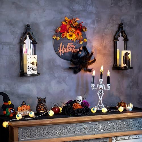 Black Gothic Candle Sconces Set of 2 with Real Mirror - Image 5