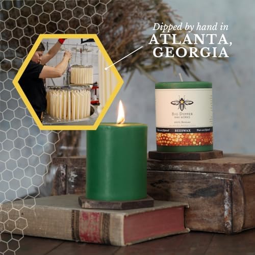 Big Dipper Wax Works 100% Beeswax Pillar Candle, 2 x 4.75 in, Moss Green - Image 4