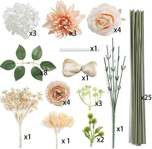 YYHUAWU Artificial Flowers Combo Box Set Pink Fake Flower Leaf with Stems for DIY Wedding Bouquets Centerpieces Baby Shower Party Home Decorations - Image 2