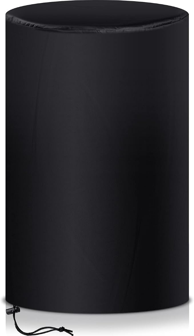Amylove 55 Gallon Drum Cover, 210D Oxford Cloth Water Storage Barrel Cover, 25 x 37 Inch Outdoor Waterproof Rain Snow Bucket lid with Drawstring, UV Protection, Anti Dust(Black,1 Pcs)