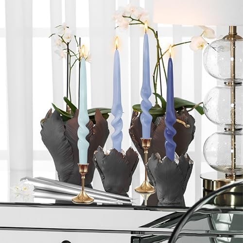 Gradient Blue Smokeless Candles 9.5 Inch Dinner Twisted Taper Candle Unscented Spiral Candlesticks for Holiday Wedding Party Seasons Home Decor 4 PCS - Image 6