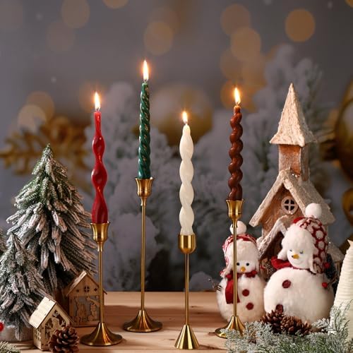 Nuanchu 4 Pcs Twisted Taper Candles,7.87 Inch,Pure,Christmas Color - Image 3