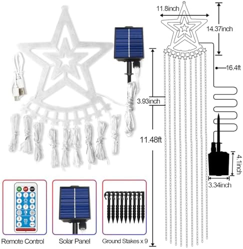 Christmas Star Waterfall Lights, 11.48ft 350LED, Pure White - Image 4