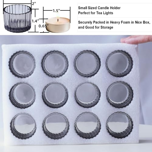 VOHO 24pcs Smokey Grey Tealight Candle Holder, Ribbed Votive Candle Holders - Image 6