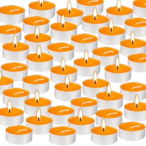 100 Pack Scented Tealight Candles 4 Hours, Winter Orange Aromatherapy Candles for Votive Home, Wedding Holiday and Emergency (Orange) - Image 3