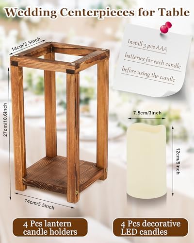 Huquary 8 Pcs Wooden Wedding Lantern Centerpiece for Table Decor, Brown - Image 2