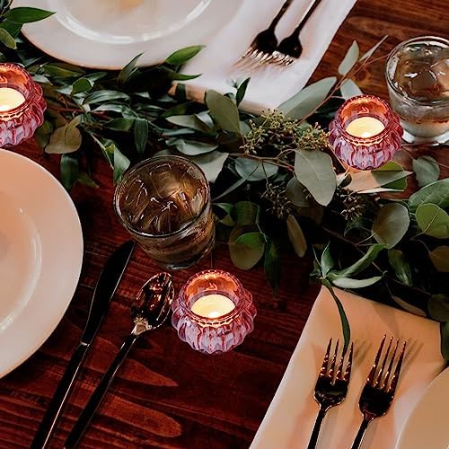 Woho 12pcs Rose Gold Tea Lights Candle Holder, Tealight Holder for Wedding - Image 4