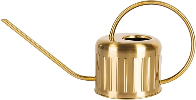 34oz/1L Stainless Steel Watering Can, Rust-Proof Indoor/Outdoor Watering Can for House Plants, Long Spout Water Can for Succulent Bonsai Garden Flowers (Gold Color)