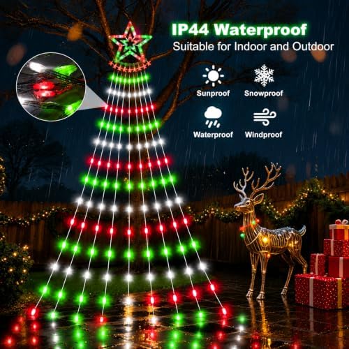 Solar Christmas Tree Lights, 18.37ft 532LED, Red Green White - Image 6