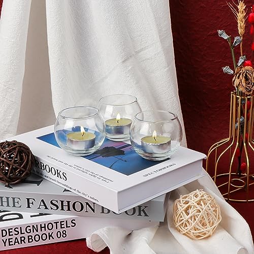 PINIWON 12pcs Clear Glass Round Votive Candle Holders, 2''×2'' - Image 6