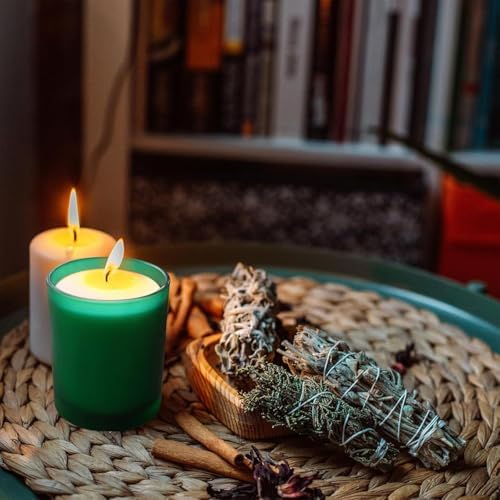 SHOWIN 8 OZ Thick Candle Jars for Making Candles 15 Pcs, Empty Jars with Wood Lids for Candle Making, Sample Container, Frosted Green - Image 5
