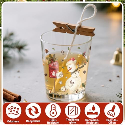 Ziliny 12 Pack Christmas Glass Candle Jar with Lid, 7 oz Retro Empty Jar - Image 3