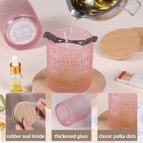 DARJEN 8 Pcs 14oz Glass Candle Jars with Lids, Candle Containers Tins-Pink - Image 3