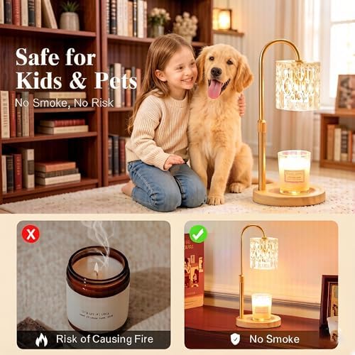 Dreamholder Electric Candle Warmer Lamp with Timer, Dimmable Candle Lamp with Adjustable Height, Wax Melter for Jar Candles Wood Base Floral Home Decor Gifts for Women Mom, Natural Wood - Image 5