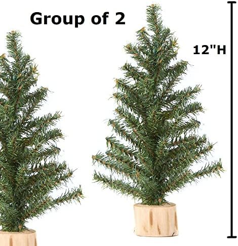 Pack of 2 Small Artificial Canadian Pine Christmas Trees by Factory Direct Craft - Mini 12 inch Pine Trees with Wood Bases - Add to Holiday Décor and Decorations in Home or Office - Image 4