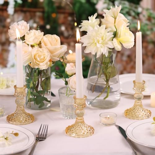 Gold Candle Holder Set of 12, Glass Taper Candle Holders Bulk - Image 5