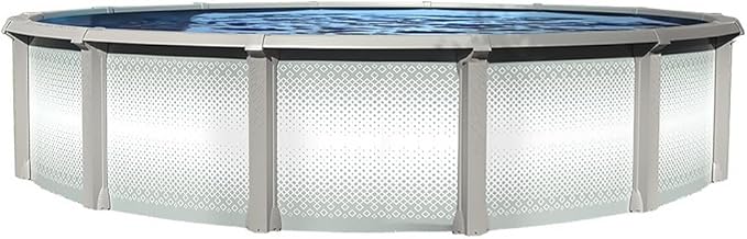 Lake Effect Pools 'Grand Cayman' 18 ft Round Above Ground Swimming Pool | 52 Inch Strong Extruded Resin Components | Bundle Includes: 25 Gauge Overlap Liner & Widemouth Skimmer