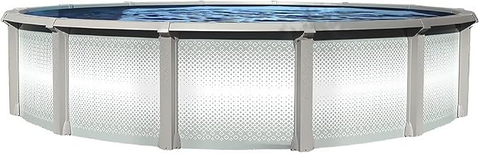 Lake Effect Pools 'Grand Cayman' 30 ft Round Above Ground Swimming Pool | 52 Inch Strong Extruded Resin Components | Bundle Includes: 25 Gauge Overlap Liner & Widemouth Skimmer