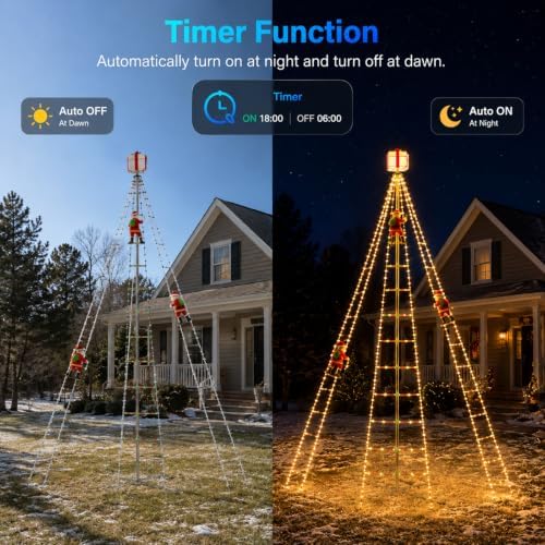 12FT Santa Climbing Ladder Flagpole Smart Christmas Lights Outdoor - Image 3
