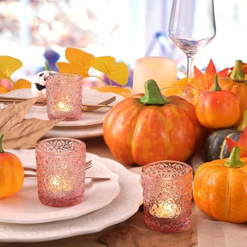 Lanttu 12 Pcs Pink Votive Candle Holders 2.2ʺ*2.6ʺ Tealight Candle Holders - Image 5