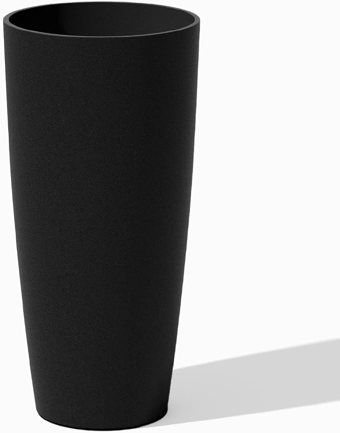 Veradek Mason Series Vega Planter - Round Tall Planter for Indoor or Outdoor Porch/Patio | Made from Plastic-Stone Composite with Drainage Holes | Modern Décor for, Flowers, Interior Plants