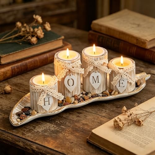 Wooden Candle Holders Centerpieces for Living Room Coffee Table Decorations - Image 4