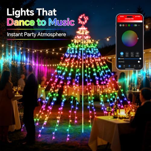 13.5FT Outdoor Smart Christmas Tree Waterfall LED Lights - Image 4