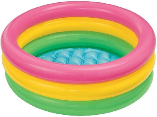 60cm/90cm/114cm Swimming Pool 3 Color Rainbow Round PVC Inflatable Little Pump Pool Blow Up Padding Pool (As Shown in the Figure #69)