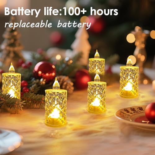 24pcs Flameless Candle Battery Operatted,Crystal LED Fake Tealight,100+Hours Fake Electeic LED Tea Lights for Votive,Centerpiece Table Decorations - Image 2