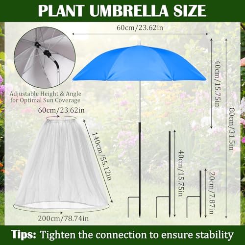 3 Pack 23.6 Inch Mesh Plant Umbrellas, Pop Up Garden Crop Cage with Fine Netting for Bird and Insect Protection, Garden Sun Shade for Veggies and Flowers - Image 2