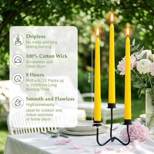 Citronella Taper Candles, 12-Pack 10-Inch Long Citronella Candle Sticks - Image 3