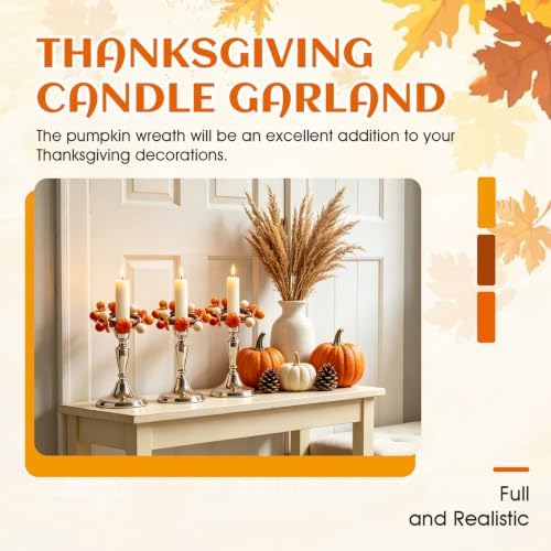 4 PCS Fall Taper Candle Rings 1.38" Mini Artificial Pumpkin Berry Taper Candle Holder Wreaths Thanksgiving Harvest for Pillar Candles Candlesticks Table Centerpieces Rustic Autumn Farmhouse Home Decor - Image 7