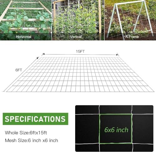 Trellis Netting, CANAGROW Heavy-Duty Garden Plant Trellis Netting for Climbing Plants, Outdoor Indoor Grow Net for Beans Tomatoes Peas Pumpkin Flowers,   , Pack of 4 - Image 2