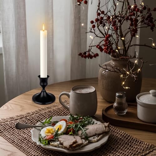 Black Candle Holder Taper Candle Holders, Set of 12 Candlestick Holders Decor for Home Decor, Metal Taper Candleholder for Fall Thanksgiving Halloween Christmas Table Fireplace Decor - Image 5