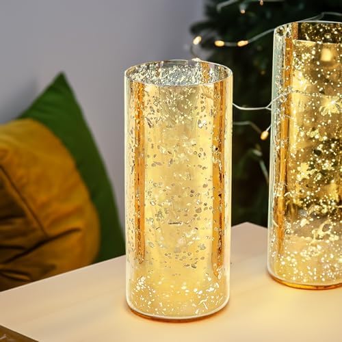 WGVI Hurricane Candle Holder Sleeve, W: 5", Ht: 10", Gold Speckled Glass Cylinder Open Both Ends, Chimney Tube Shade, 12 Piece - Image 7