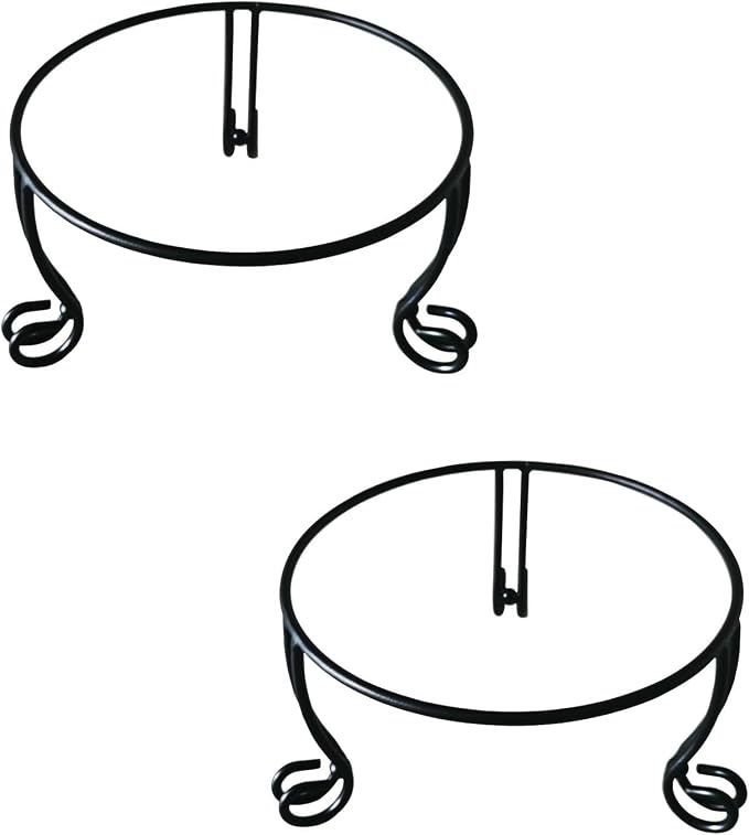 2 Pack Metal Gazing Ball Stand for 10 or 12 Inch Outdoor Garden Gazing Globes,Metal Display Stand for Plant or Flowerpot Holder,Birdbath Bowl Stand 6 Inch Tall,Black
