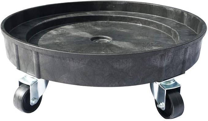 ELAFROS 30 Gallon and 55 Gallon Heavy Duty Plastic Drum Dolly – Durable Plastic Drum Cart 900 lb. Capacity- Barrel Dolly with 5 Swivel Casters Wheel,Black