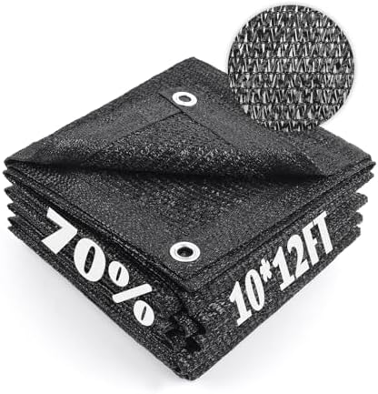 Sun Shade Cloth with Grommets for Garden, 70% 10x12ft, Black by CoolArea