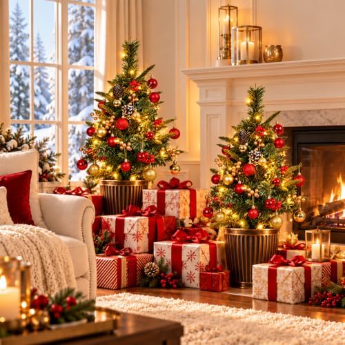 2 Pack 2.5FT Pre-Lit Pathway Christmas Trees Outdoor, 35 LED Lights - Image 6