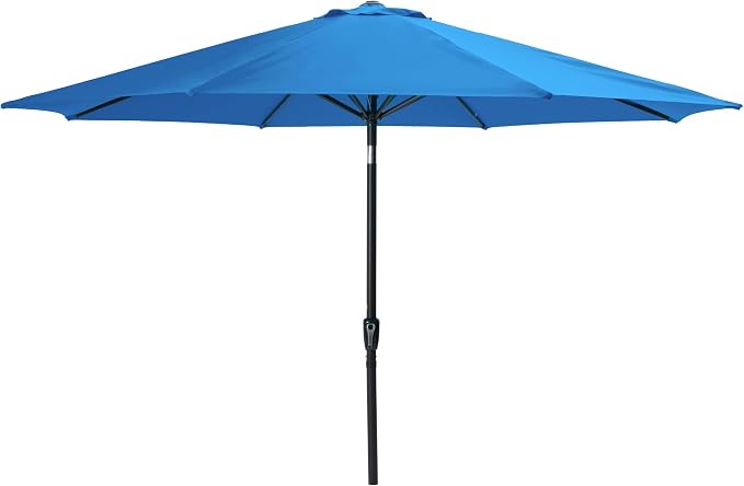 Kiss the Water Outdoor Patio Umbrella, Patio Umbrella with Push Button Tilt/Crank, Outdoor Umbrella with 8 Sturdy Ribs, Large Umbrella for Backyard, Pool, Deck, Market