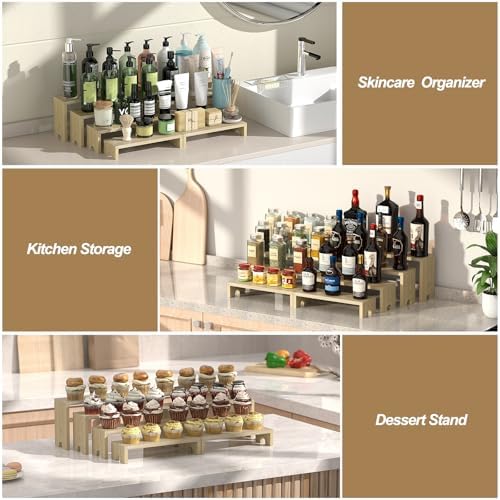 2 Set Wooden Tiered Risers Display Stands for Vendor Events,Stackable Wood Cupcake Display Stand,Farmhouse Decor Wood Dessert Table Display Set,Vendor Booth Display Items,Food Display Risers for Party - Image 6