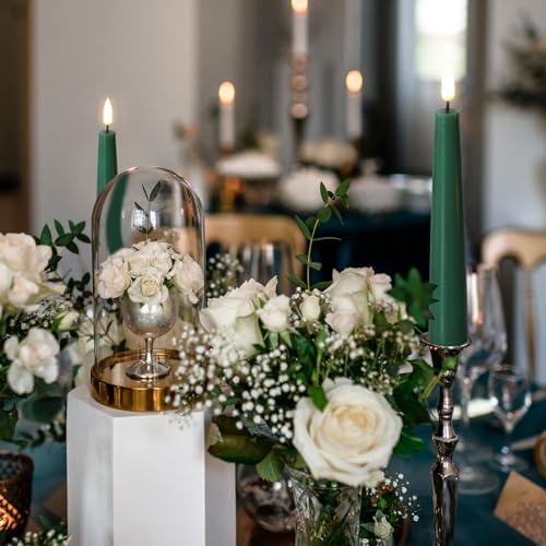 Eywamage Short Green Flameless Taper Candles with Remote Set of 6 - Image 4