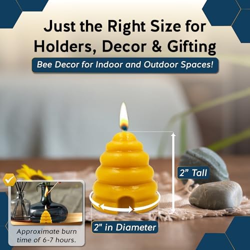 Alternative Imagination Beehive Votive Candles - 4 Pack of Hand Poured Pure Beeswax Candles with Cotton Wicks - Unscented, Non-Toxic, Eco-Conscious Bee Decor and Natural Gifts for Home or Events - Image 3