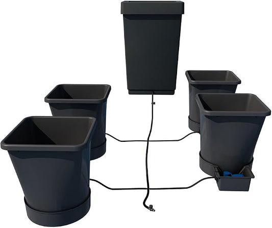 AutoPot 4 Pot XL System with 6.6 Gallon Pots and12.4 Gallon Tank - Self-Watering Gravity-Fed Hydroponic Indoor System, Black