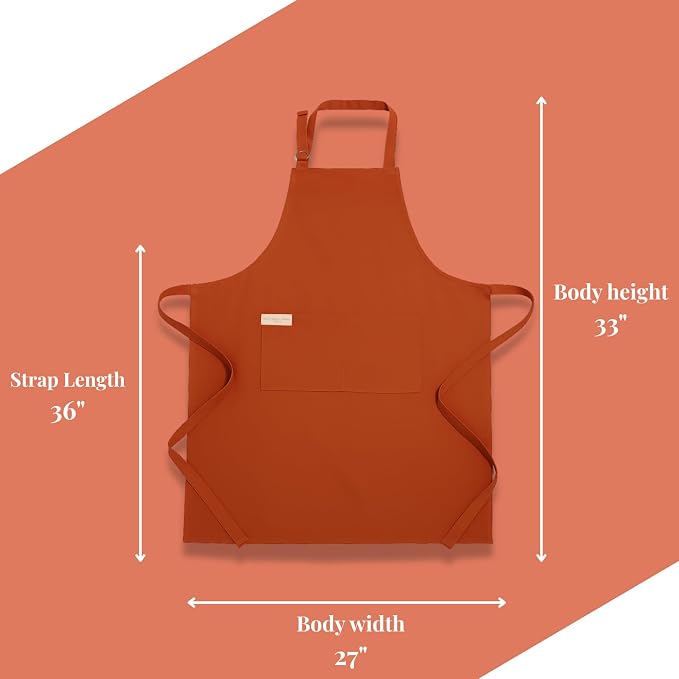 100% Cotton Kitchen Apron with 2 Pockets – Adjustable Chef Apron for Cooking Baking BBQ – Unisex Apron