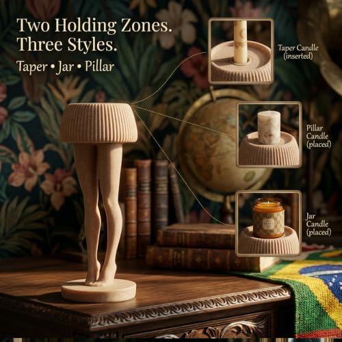 Female Legs Candle Holder for Taper, Jar & Pillar Candles, Brown - Image 4