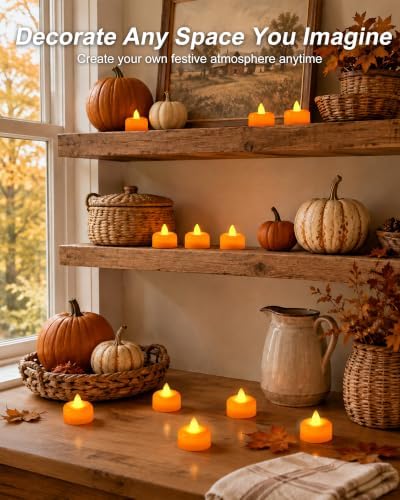 Amagic 12Pack Halloween Orange LED Tea Lights Candles Battery Operated - Image 6