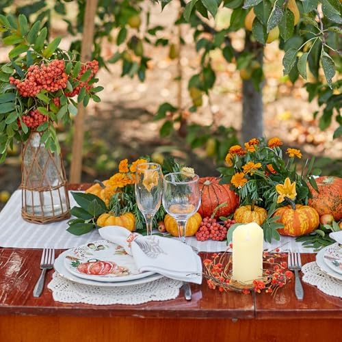 Daifunli 2 Pcs Fall Candle Rings Wreath for Pillar 3.5 Inch Bittersweet Pod | Vintage Autumn Candles Holder, Farmhouse Table Centerpiece, Mini Fall Cabinet Wreath, for Thanksgiving Autumn Kitchen Decor - Image 6