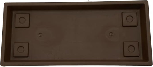 The HC Companies Venetian Rectangular Plant Tray - Lightweight Plastic Plant Saucers - Plant Drip Trays for Indoor & Outdoor Use (29.5”, Chocolate, Pack of 1)
