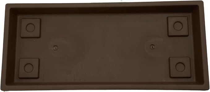 The HC Companies Venetian Rectangular Plant Tray - Lightweight Plastic Plant Saucer - Plant Drip Trays for Drainage -UV Resistant Pot Saucer for Indoor & Outdoor Use (17.5" Chocolate, Pack of 1)